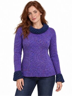 Vintage Rossan Sweater Donegal Ireland Handloomed Wool Cowl-Neck S/M